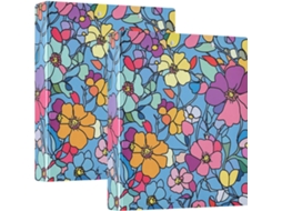 Pasta Escolar De 3-argolas Com Estampa Floral Primavera Colorida, 1, 5-polegadas, Com Prancheta, Pacote Com 1 2-unidades