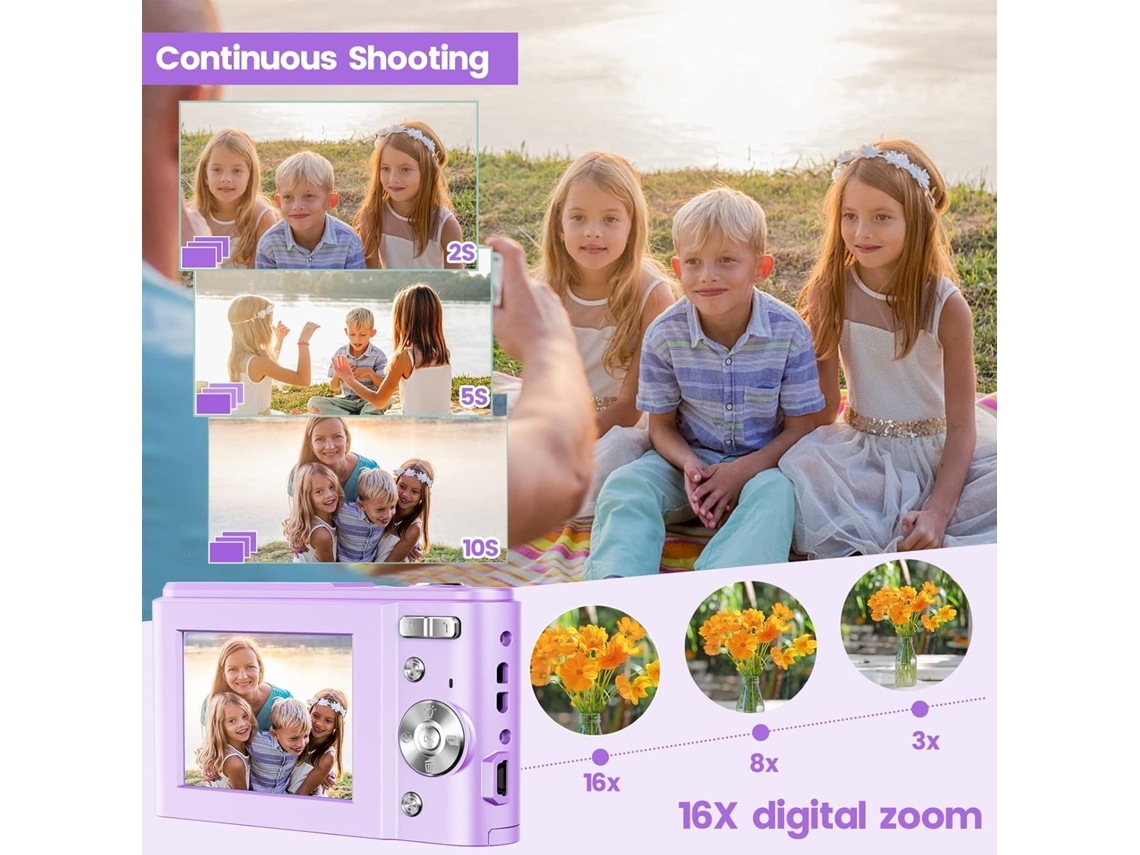 Definição Compacta Portátil Da Câmera 48mp Hd De Digitas Roxo Da Tela De 24 Polegadas Veanxin