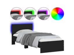 Estrutura de Cama com Cabeceira e Luzes Led Preto MAISON EXCLUSIVE (75x190 cm)