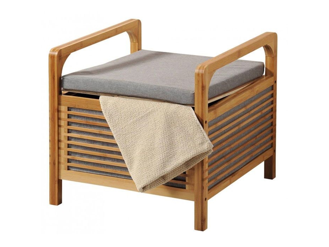Banco de banheiro de bambu com armazenamento, 50 × 47 cm Kesper