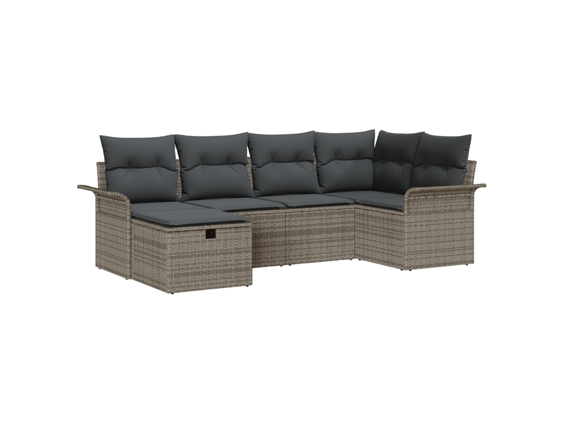 Conjunto 6 Sofá De Jardim Vidaxl Castanho Vime Pe (242,5 X 132,5 X 85 Cm)