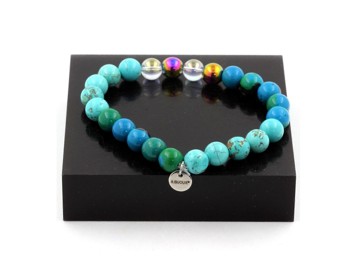 Pulseira De Contas De Crisocola Turquesa Quartzo Titânio Hematita Multicolorida 8 Mm Nostalgia88