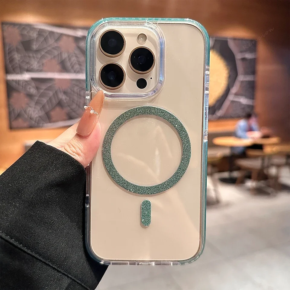 Capa Magnética Para Celular (iphone 16 Plus Verde), Capa Protetora, Capa À Prova De Choque