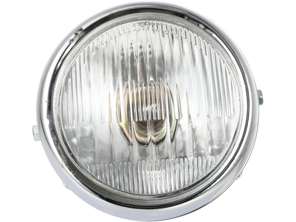 Farol Compacto Redondo Prateado Estilo Retrô Para Motocicleta, Em Ferro E Vidro, Design Simples E Elegante Para Pilotagem Noturna.