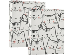 Pasta de 3 Argolas Com Carimbo Gatinhos Brancos Fofos, 3,8cm 1,5 Polegadas, Com Camada de Saco, Embalagem Com 1 2 Unidades