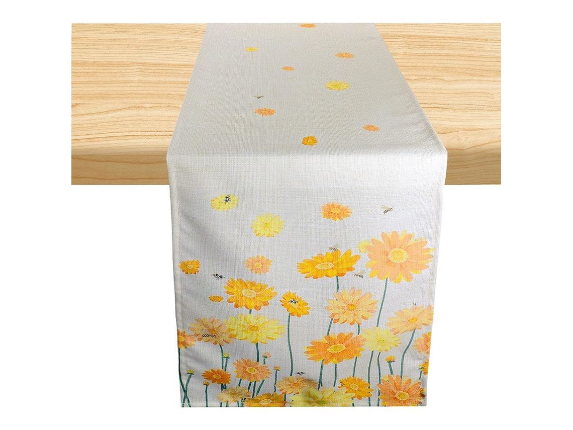 2026 funda de Mesa Floral Amarela Abelha Verão Poliéster 13x72 Polegadas para Decoração e Proteção