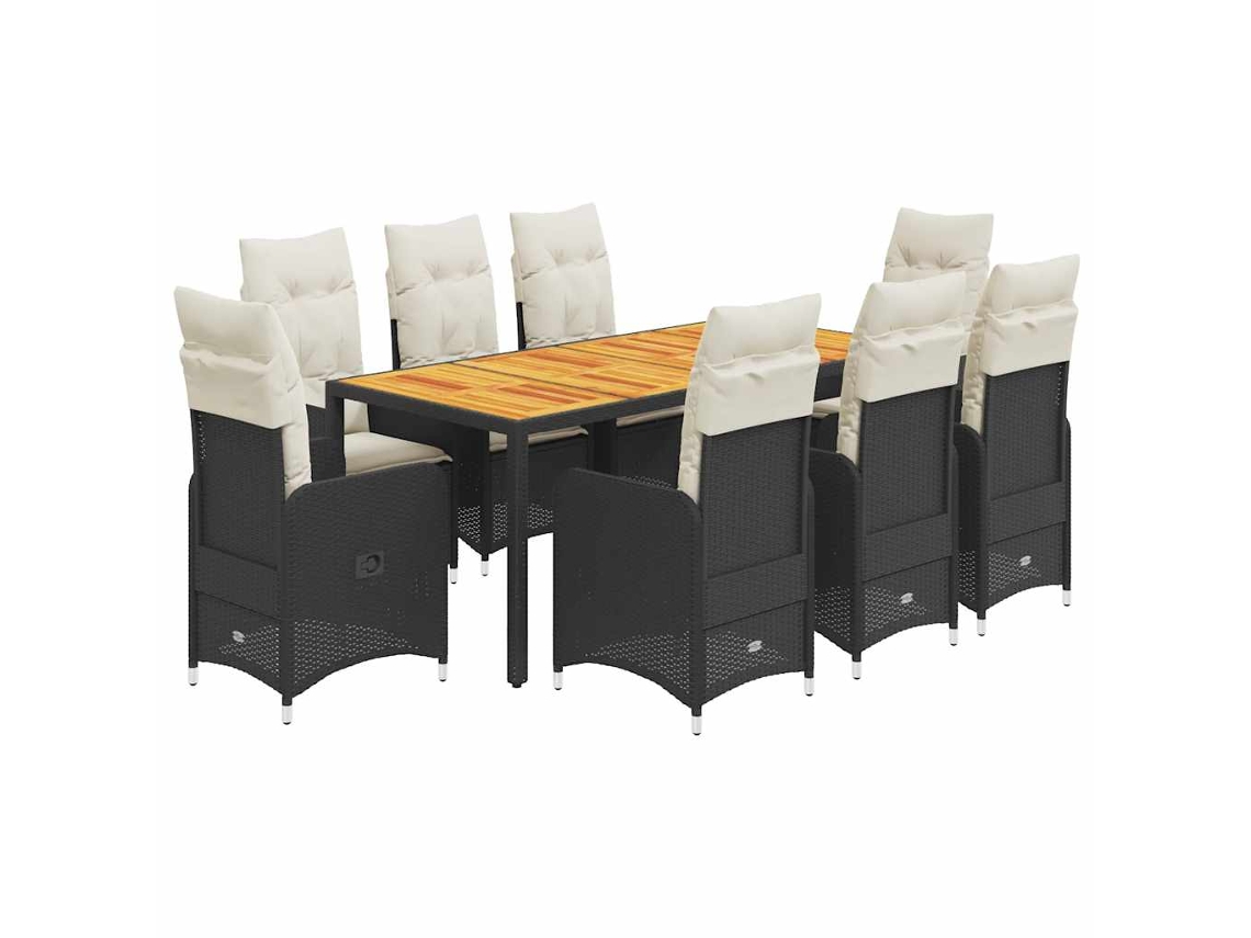 Bistro Set, Bistro Sets Vidaxl Preto Rattan / Vime (190 X 90 X 75 Cm)