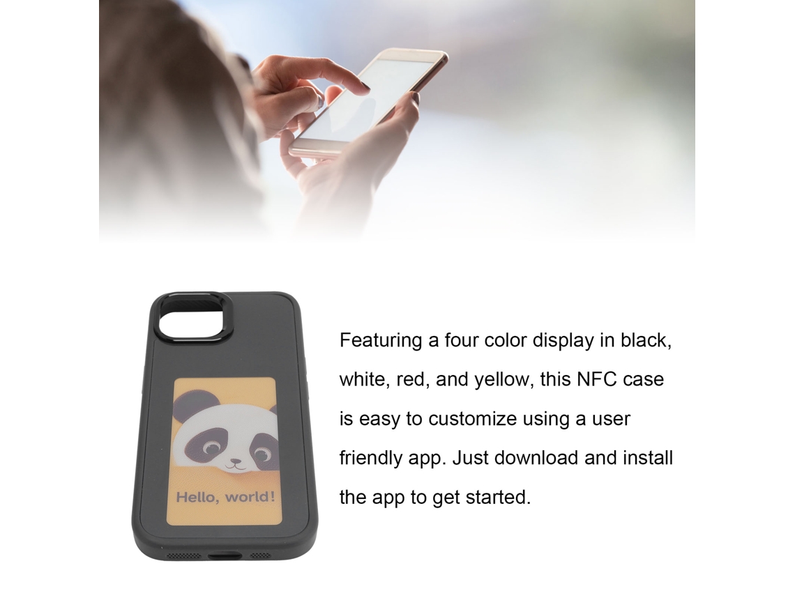 Aetheria capa de Telefone Smart Nfc com Tela de Tinta Diy Projeção App Tpu Quadro de Alumínio Preto para Iphone 15