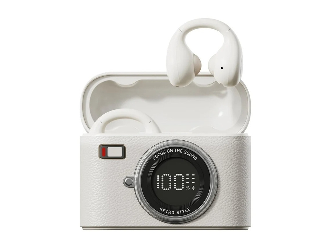 Auriculares Clipe Orelha Aberta Led Bestvite Tecido Bluetooth Branco