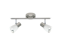BRILLIANT Luca Plafon de Barra com 2 Luzes Altura 15 Cm E14 40W Cromado e Branco
