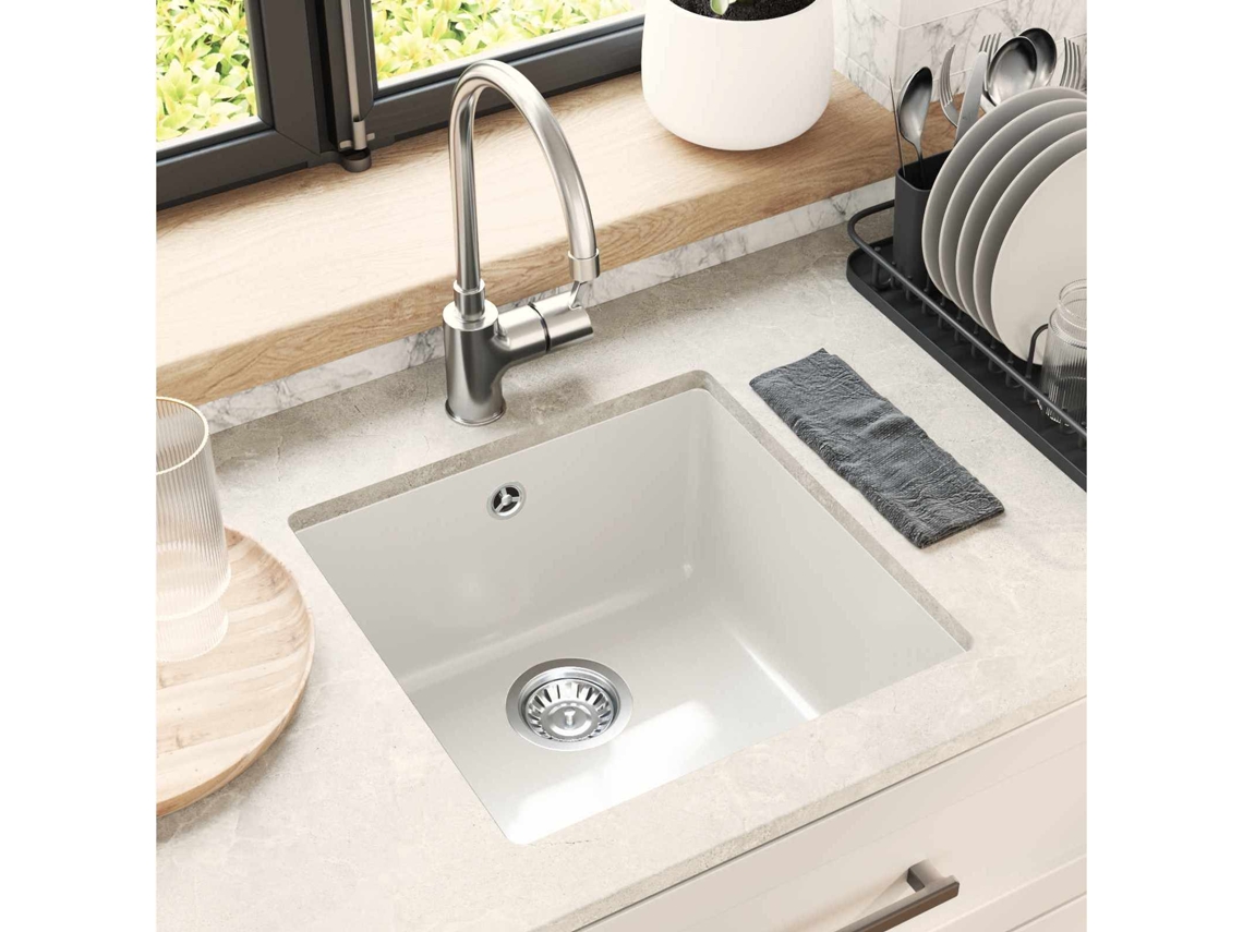 Vidaxl Pia 80% Quartzo E 20% Resina 430 X 460 Mm Branco