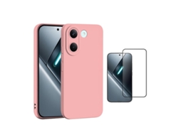 Kit Vidro Temperado Capa Silicone Líquido Phonecare Para Xiaomi Poco X8 Pro - Rosa