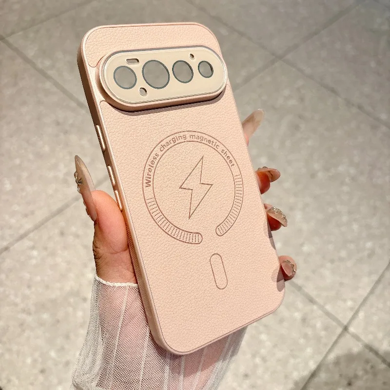 Capa Para Celular (google Pixel 11 Dourada), Textura De Couro, Compatível Com Carregamento Sem Fio Magnético, Ultrafina.