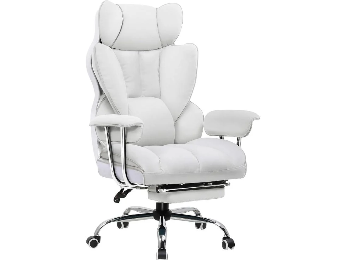 Cadeira Gamer GTPLAYER, com Apoio para os Pés, Encosto Ajustável e Almofada, Cadeira Gamer, Acolchoada, Cadeira Gamer, 150 Kg Branca