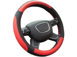 Protector De Volante Antideslizante Universal De Cuero Microfibra Transpirable 36-38cm Rojo