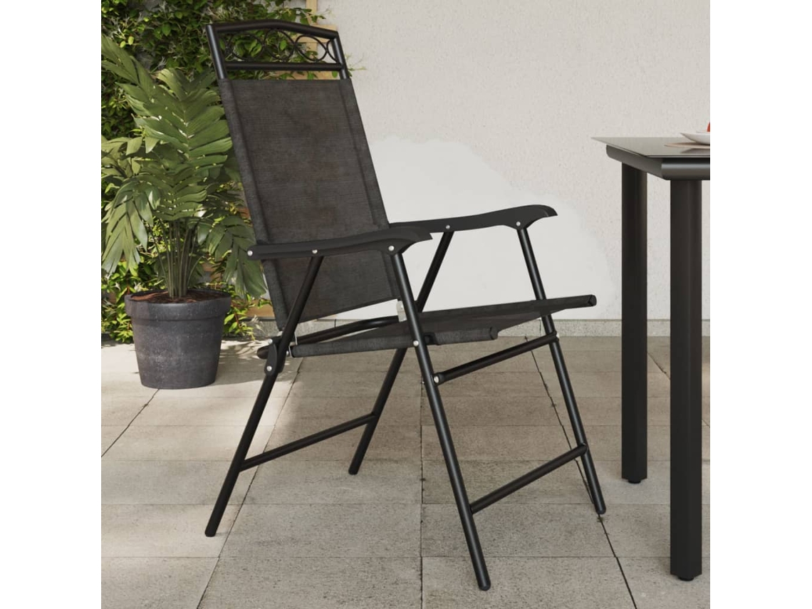 Cadeiras De Jardim Dobráveis 8 Pcs Aço/textilene Cinza Mesclado Dkd Home Decor