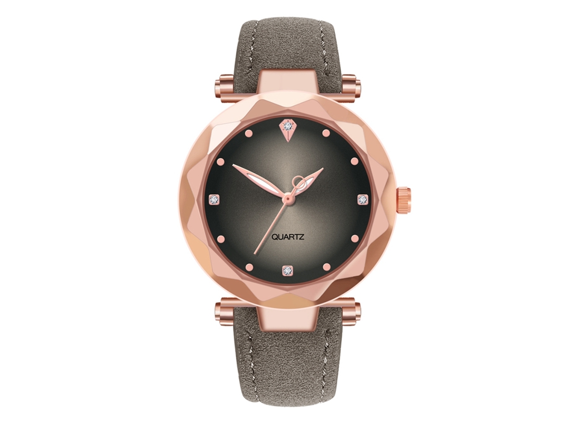 Relógio de Pulso Feminino Simples com Pulseira de Couro Pu e Movimento de Quartzo (cinza)