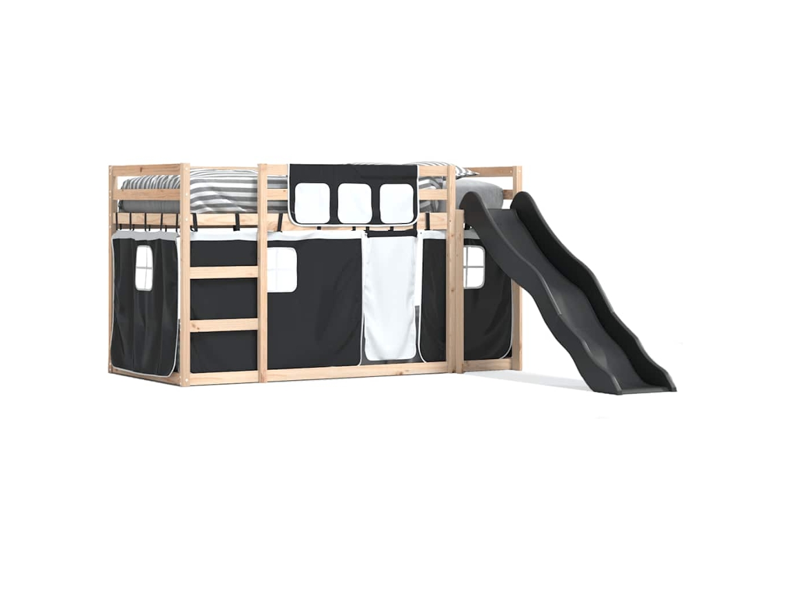 Beliche com Escorrega e Cortinas Branco e Preto MAISON EXCLUSIVE (80x200 cm)