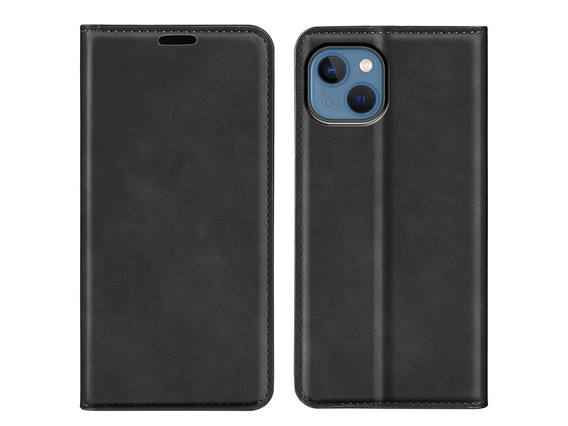 Capa Para Iphone 14 Plus Pele Sintética Preto