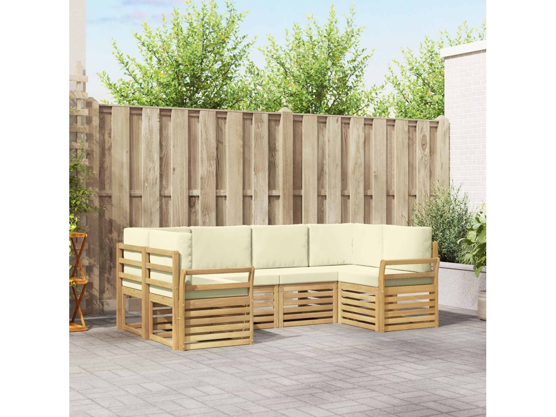 Vidaxl Conjunto De Sofás Para Exterior 6 Unid. Branco E Creme