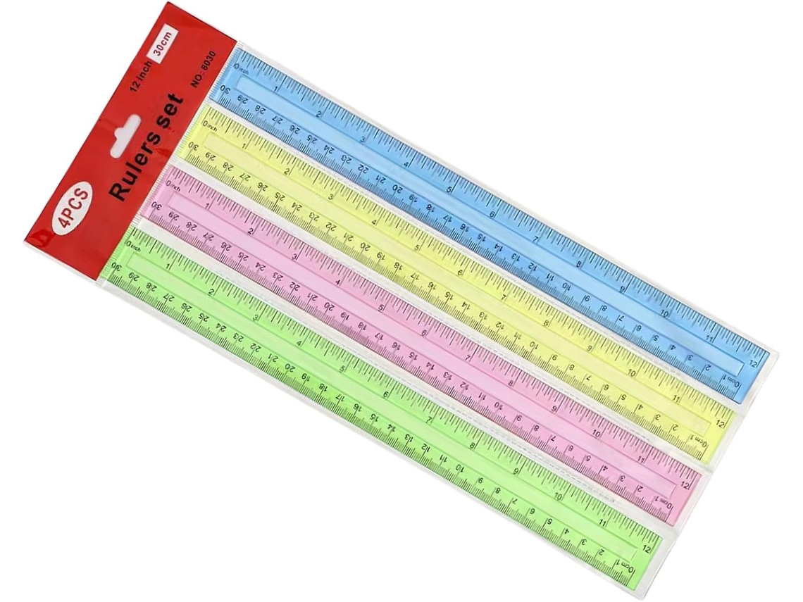 Régua Transparente De 30 Cm (12 Polegadas), Régua Reta E Régua Com