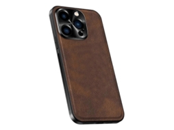 Capa Traseira De Pu Tpu Pc Tkdaddy Para Iphone 15 Pro Com Armação De Lente De Metal Marrom