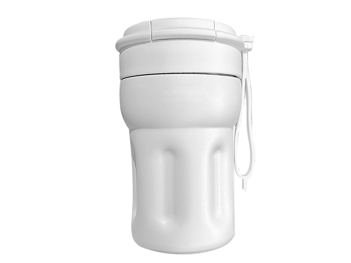 Caneca de Café Viagem Inox 400ml Branca Isolada