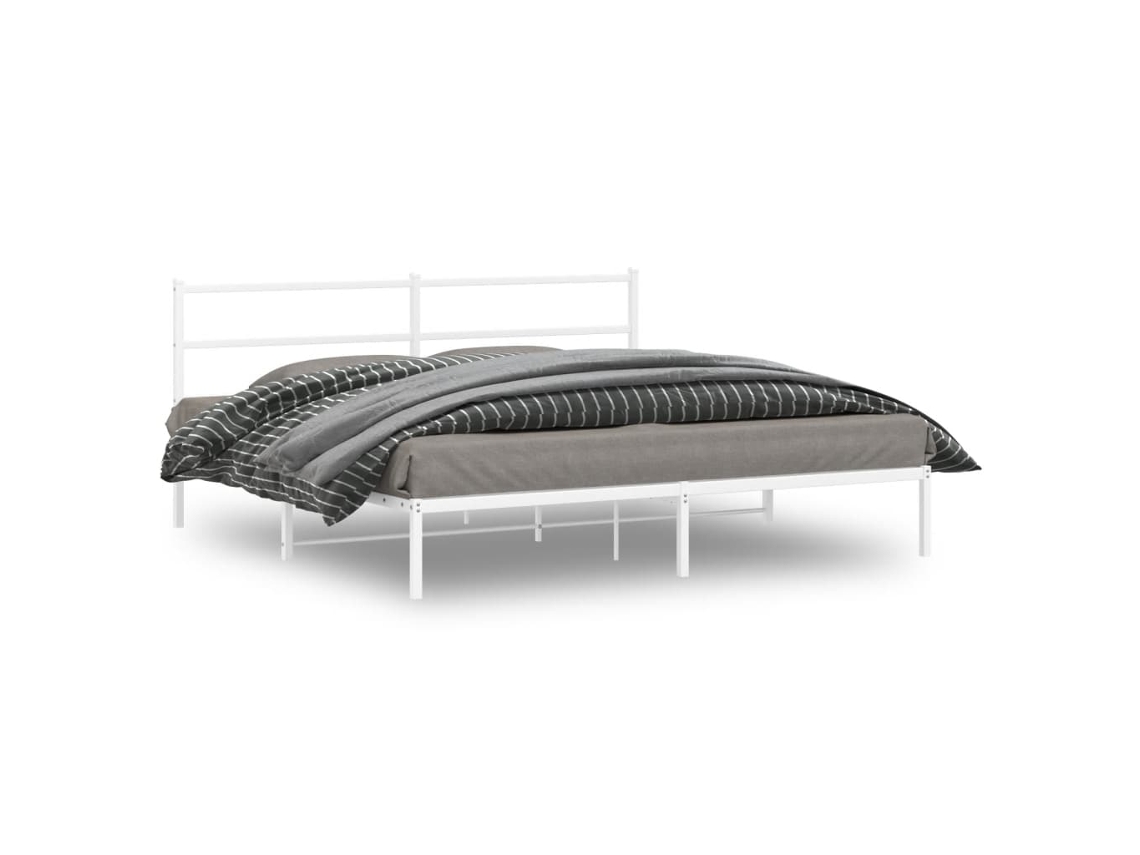 Vidaxl Estrutura De Cama Com Cabeceira 180x200 Cm Metal Branco