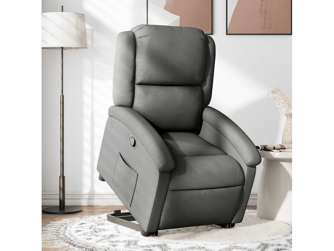 Vidaxl Poltrona Reclinável Elevatória Tecido Cinzento-escuro