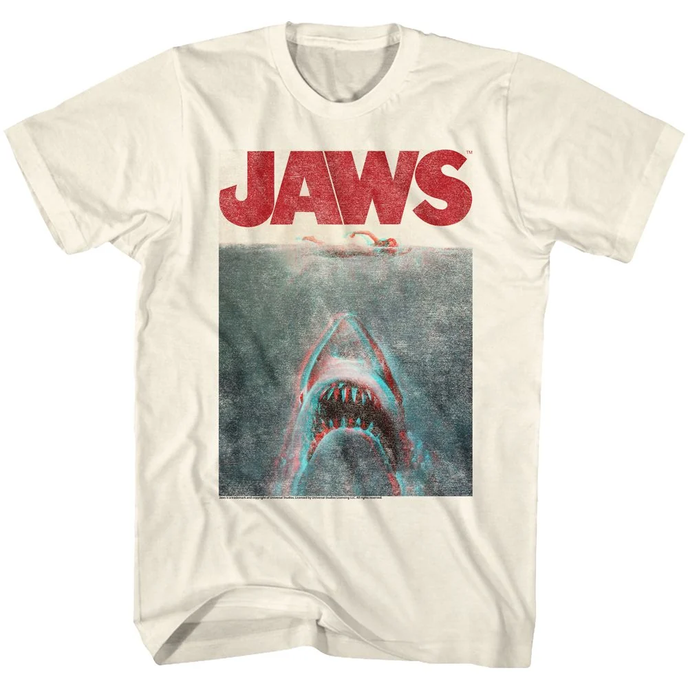 Rockinstone Jaws Movie In Terrifying 3d Solid Natural Adult T-shirt Size:l
