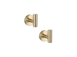 Conjunto De 2 Ganchos Para Casacos Em Aço Inoxidável Sus 304 Com Acabamento Dourado Escovado Para Casa De Banho