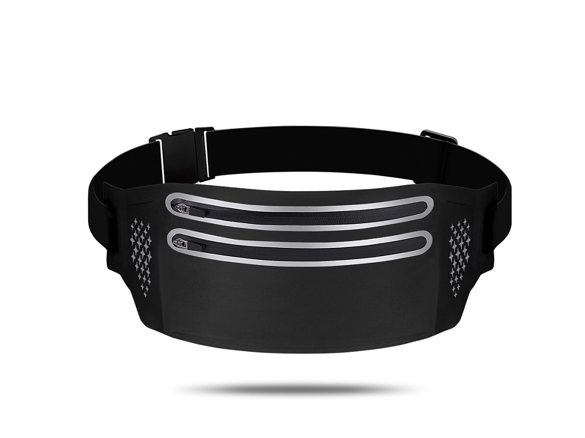 Omni-2026bolsa De Cintura Para Correr Com Cremallera Dupla E Correia Elástica Ajustável Para Academia, Exercício, Ciclismo E Atividades Ao Ar Livre