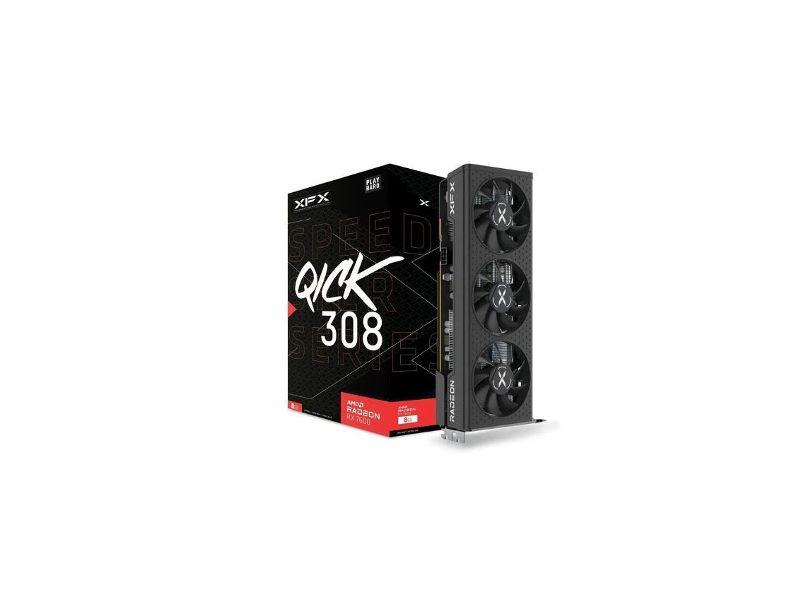 Placa Gráfica XFX Xfx Speedster Qick308 Amd Radeon Rx 7600 Black Gaming 8 Gb Gddr6