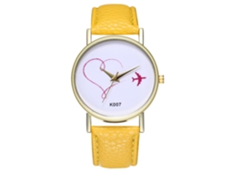 Reloj De Pulsera Analógico De Cuarzo Con Dial Redondo Para Mujer (amarillo)