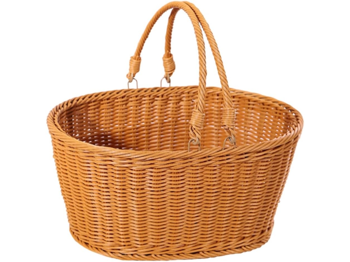 Cesta de Compras Grande E, Feita de Pp Marrom com Aparência de Rattan. Cesta Oval Decorativa para Piqueniques, Festas e CHABERLU