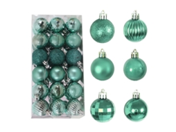 Laxiscreed Bola De Natal Verde Clara Brilhante Em Plástico Com Pó Dourado, Pack De 36 Unidades