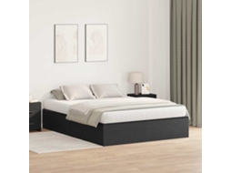 Vidaxl Estrado De Cama Com Arrumação Carvalho Preto 140 X 200 Cm