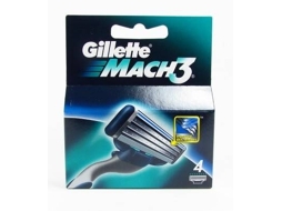 Recargas Lâminas de Afeitar GILLETTE Mach3 4 Unidades Novo Formato