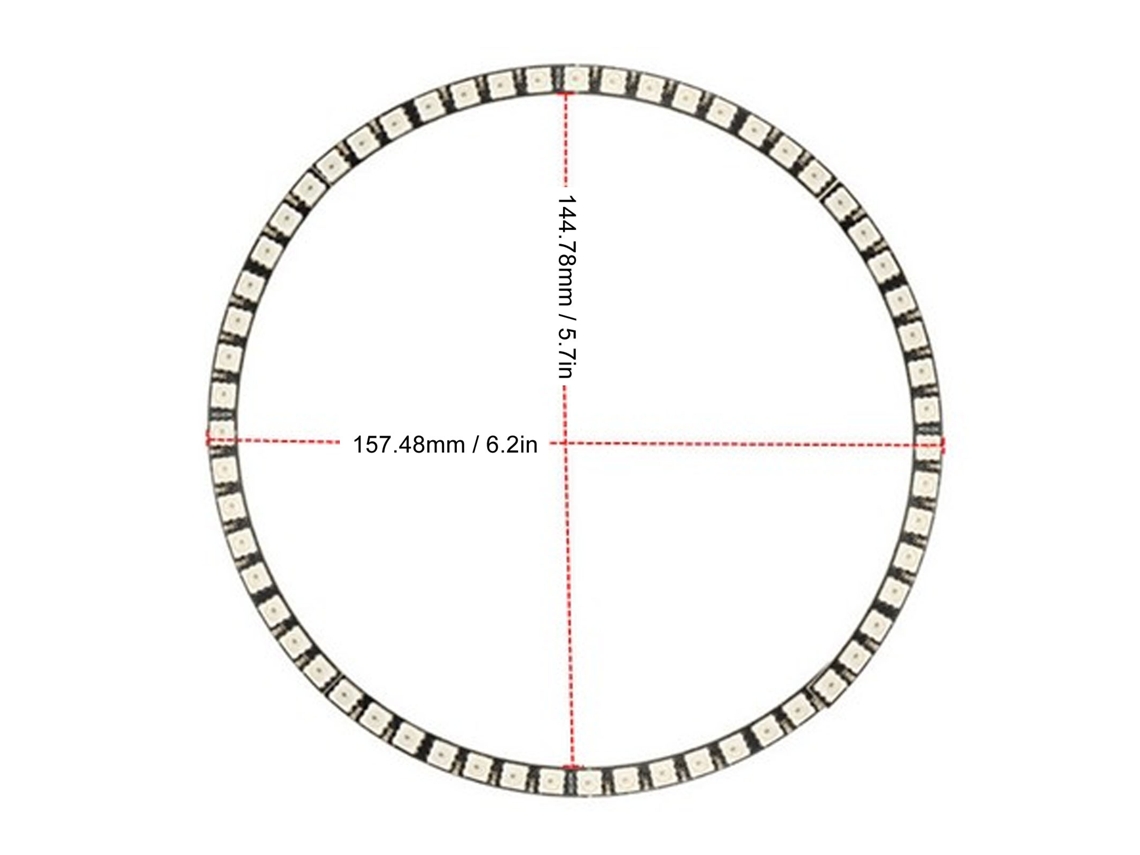 Módulo De Luz Rgb Redonda 60 Bits Ws2812 5050 Para Decoração Residencial Com Suporte A Microcontrolador 5v