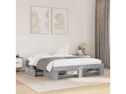 Vidaxl Estrutura De Cama 150x200 Cm Derivados De Madeira Cinza Sonoma