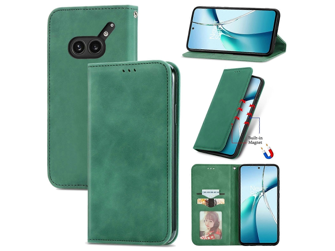Capa De Celular Flip Magnética Com Toque Retrô Em Couro Sintético Para Nothing Phone 2a Plus