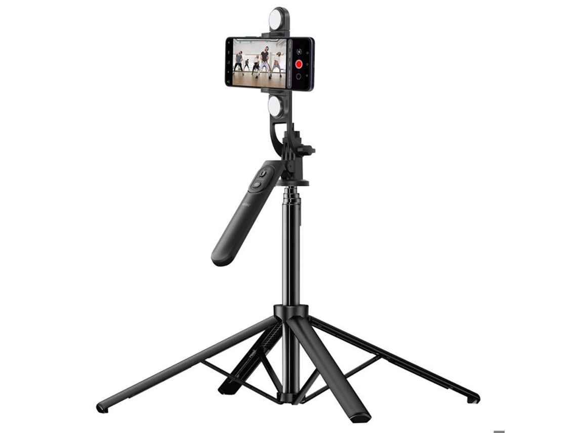 Suporte Para Selfies Para Smartphones Com Led Duplo Giratório 360° Wiwu Preto Slowmoose