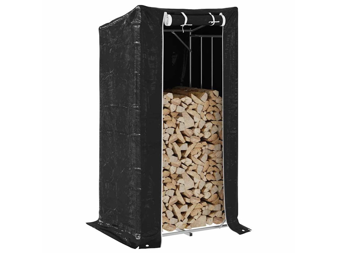 Vidaxl Rack De Lenha Com Tampa De Chuva 100x80x200 Cm Aço Galvanizado