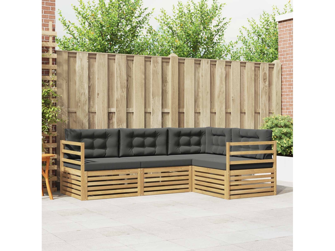 Vidaxl Conjunto De Sofás Para Exterior 4 Unid. Branco E Antracite