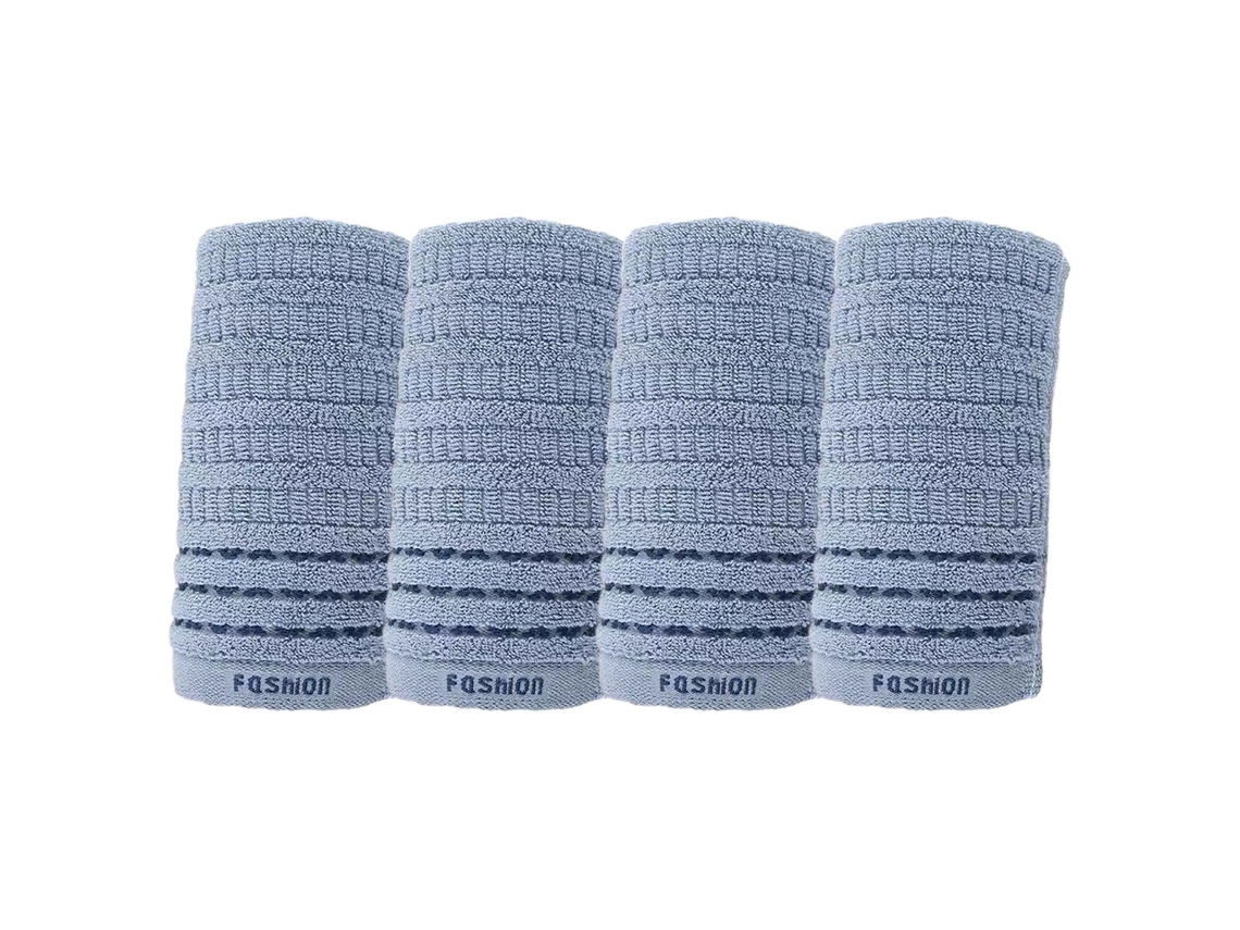 Conjunto de Toalhas de Mãos NEVEANCE Absorvente Banho Mão Rosto Algodão Azul - 4pcs (33x73cm)