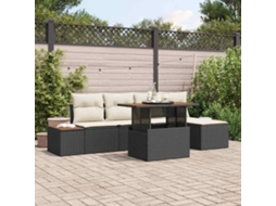 Vidaxl Conjunto De Sofá De Jardim 6 Unid. Preto Rattan Sintético