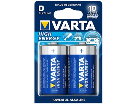 Pilha Alcalina VARTA LR20 D 1,5 V 16500 mAh High Energy (2 pcs) Azul