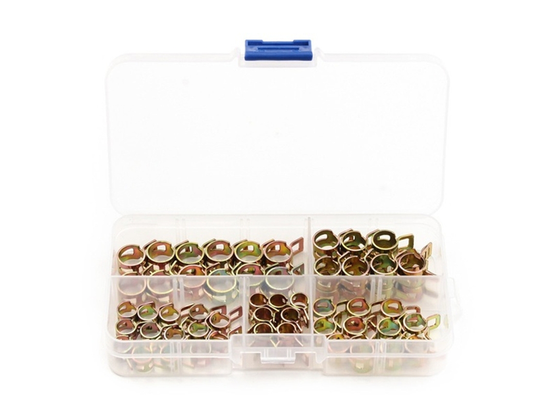 Conjunto De 75 Peças De Abraçadeiras De Mola Galvanizadas Com Rosca, Adequadas Para Dutos De Ar Com Diâmetros De 6 Mm, 7 Mm, 8 Mm, 9 Mm E 10 Mm.