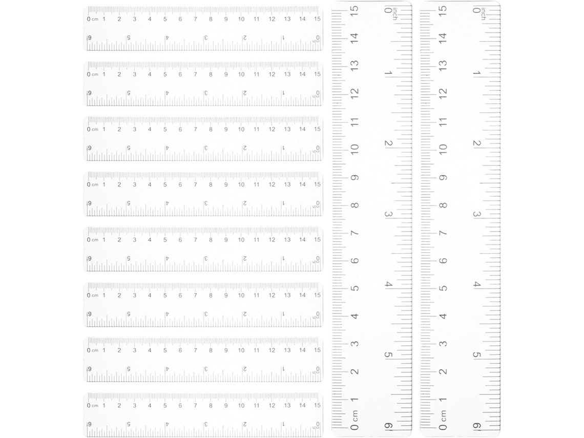 Réguas de plástico transparente Ultechnovo, 10 unidades, 15 cm, com marcações nítidas e multifuncionais para desenho.