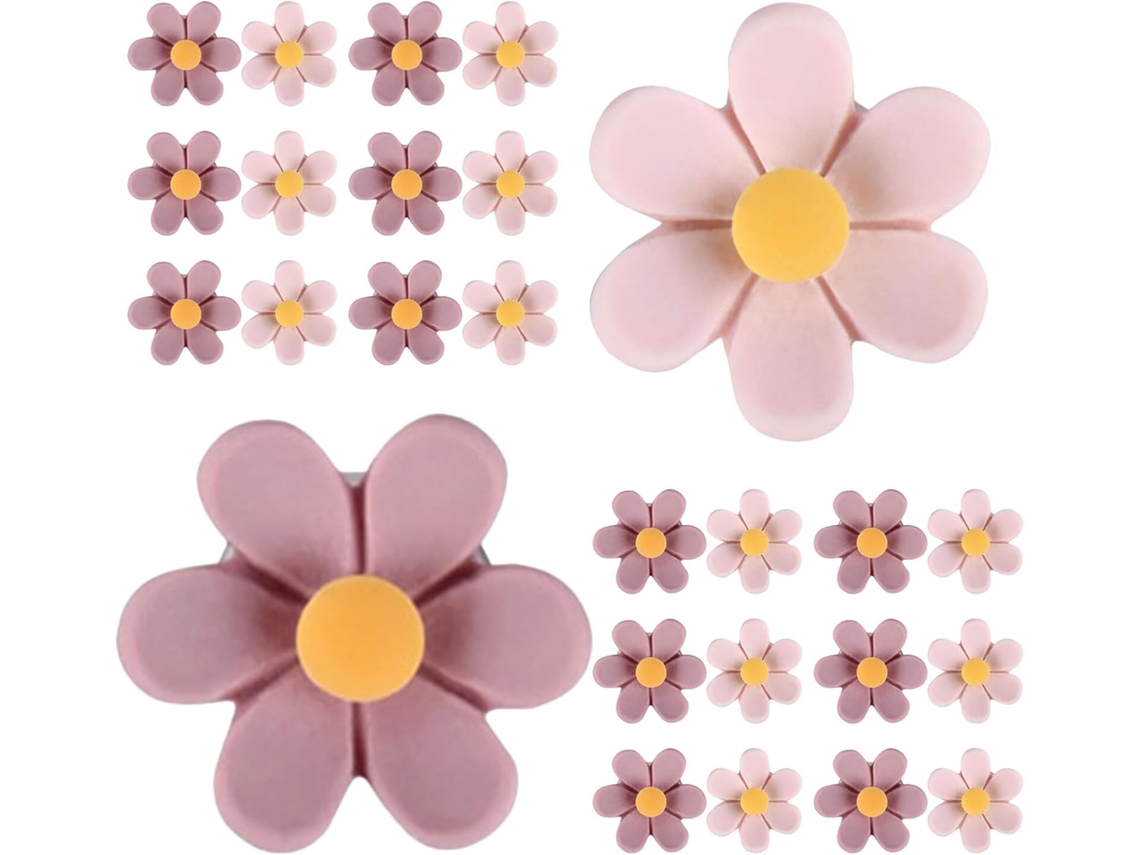 Kichouse Tachinhas de Plástico e Metal, 50 Unidades, com Desenho Floral Tridimensional para Murais, Ideais Para Decoração